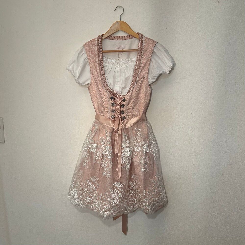 Pink Sound Of Music Austrian German Dirndl Dress Size 10